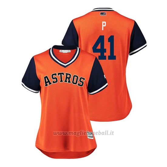 Maglia Baseball Donna Houston Astros Brad Peacock 2018 Llws Players Weekend P Orange